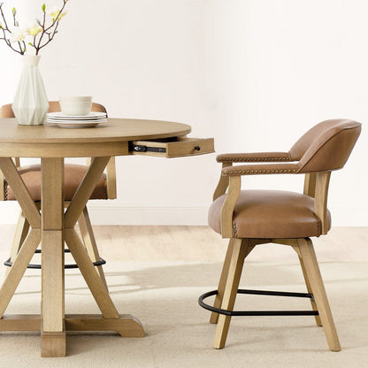 Steve Silver - Rylie Counter Table & 4 Swivel Counter Chairs, Natural Finish - RL600N-C5PC view 7