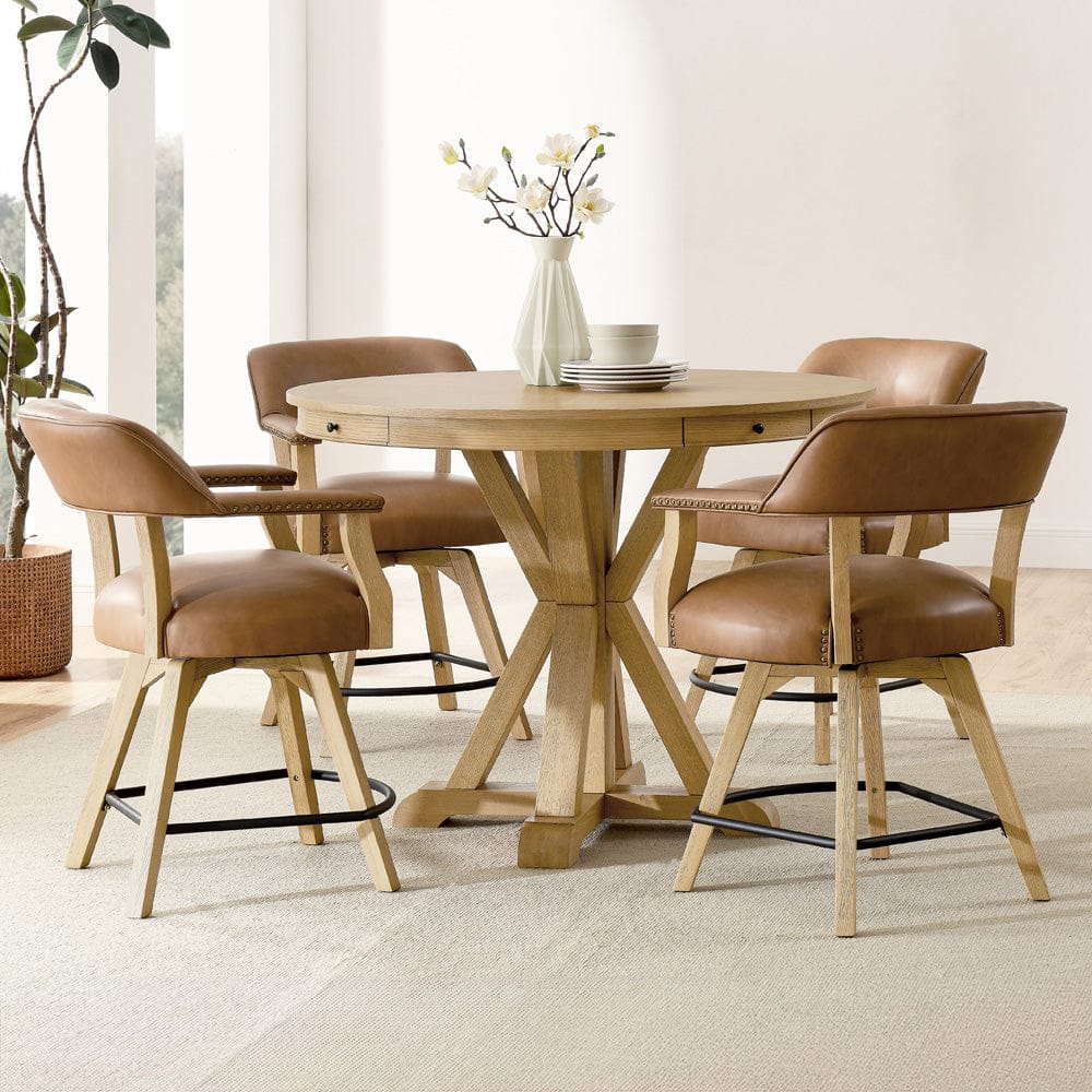 Steve Silver - Rylie Counter Table & 4 Swivel Counter Chairs, Natural Finish - RL600N-C5PC view 8
