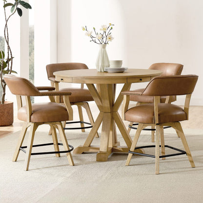 Steve Silver - Rylie Counter Table & 4 Swivel Counter Chairs, Natural Finish - RL600N-C5PC view 8