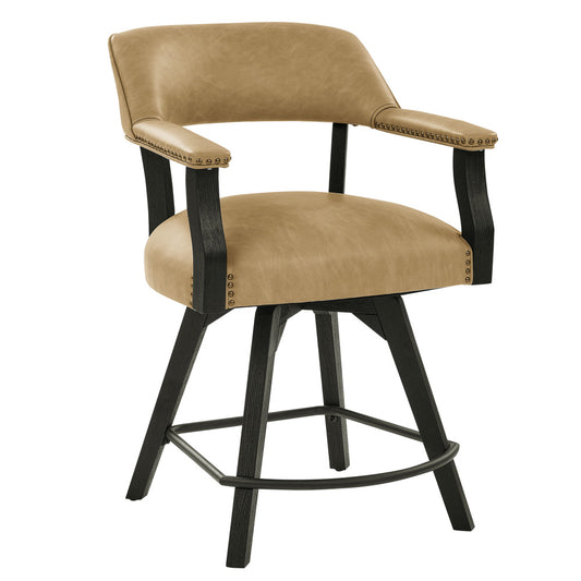 Steve Silver - Rylie Counter Table with Game Top and 4 Counter Chairs, Black Finish, Sand Vegan Leather - RL600K-GT-C6PC view 2