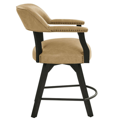Steve Silver - Rylie Counter Table with Game Top and 4 Counter Chairs, Black Finish, Sand Vegan Leather - RL600K-GT-C6PC view 3
