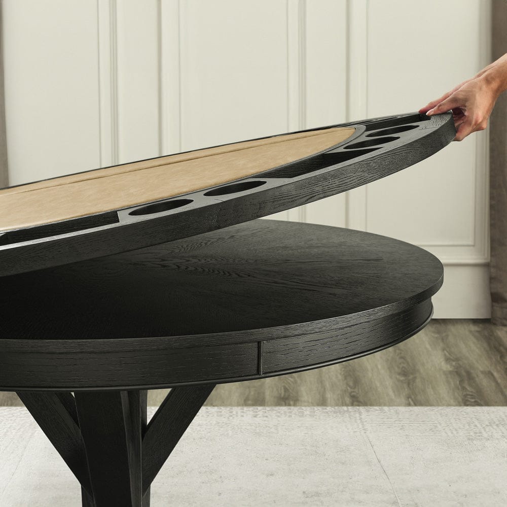 Steve Silver - Rylie Counter Table with Game Top and 4 Counter Chairs, Black Finish, Sand Vegan Leather - RL600K-GT-C6PC view 6