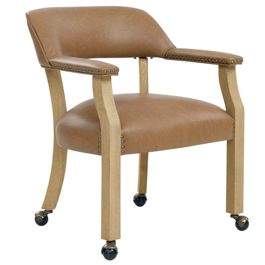 Steve Silver - Rylie Dining Table & 4 Captains Chairs, Natural Finish, Camel Vegan Leather - RL500N-D5PC view 2