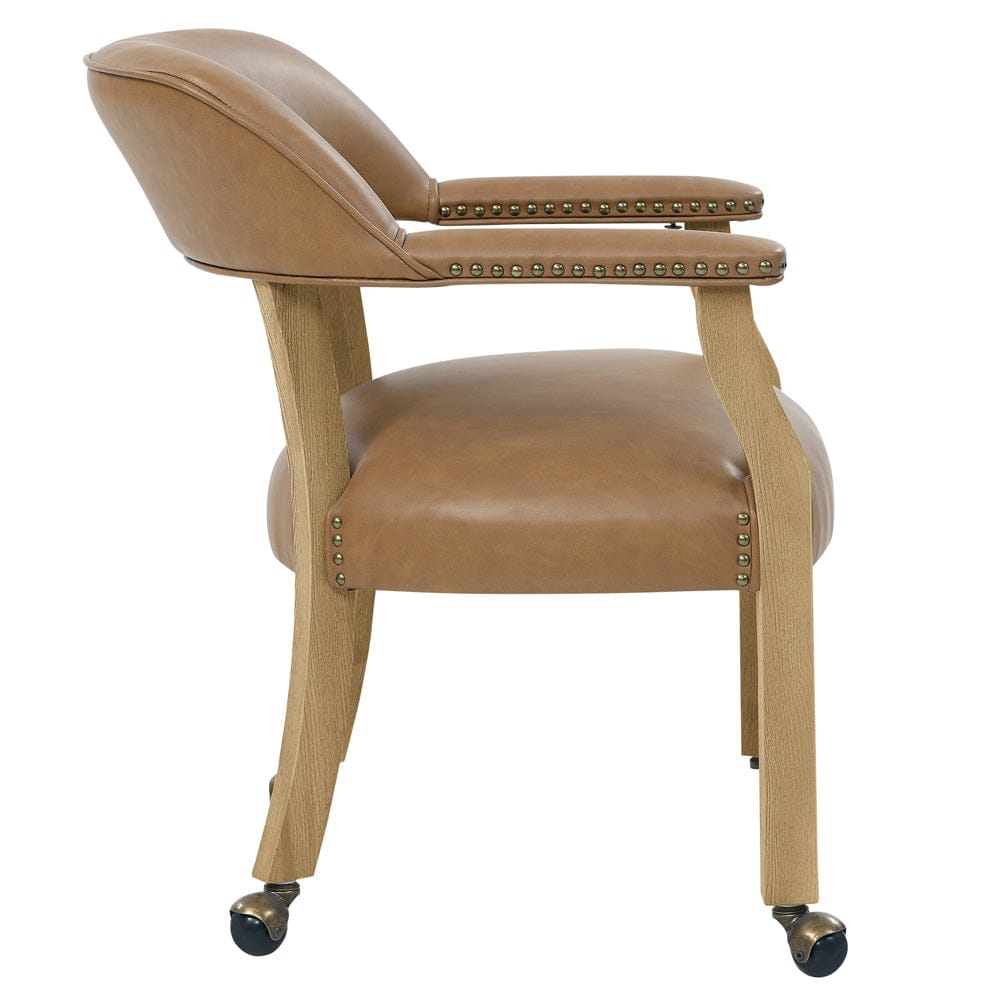 Steve Silver - Rylie Dining Table & 4 Captains Chairs, Natural Finish, Camel Vegan Leather - RL500N-D5PC view 3