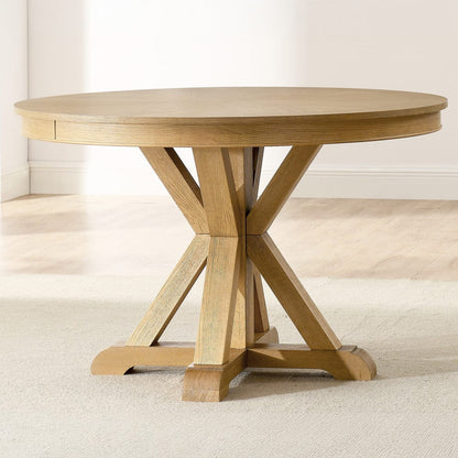 Steve Silver - Rylie Dining Table & 4 Captains Chairs, Natural Finish, Camel Vegan Leather - RL500N-D5PC view 8