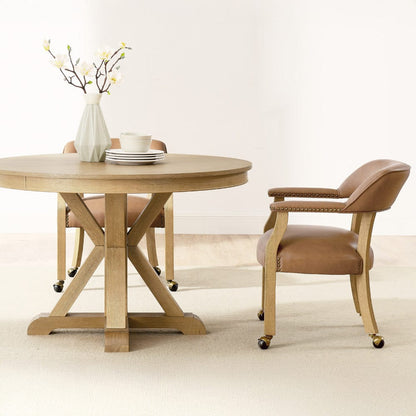 Steve Silver - Rylie Dining Table & 4 Captains Chairs, Natural Finish, Camel Vegan Leather - RL500N-D5PC view 9