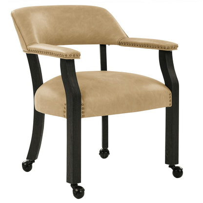 Steve Silver - Rylie Dining Table with Game Top & 4 Captains Chairs, Black Finish with Sand Vegan Leather - RL500K-GT-D6PC view 2