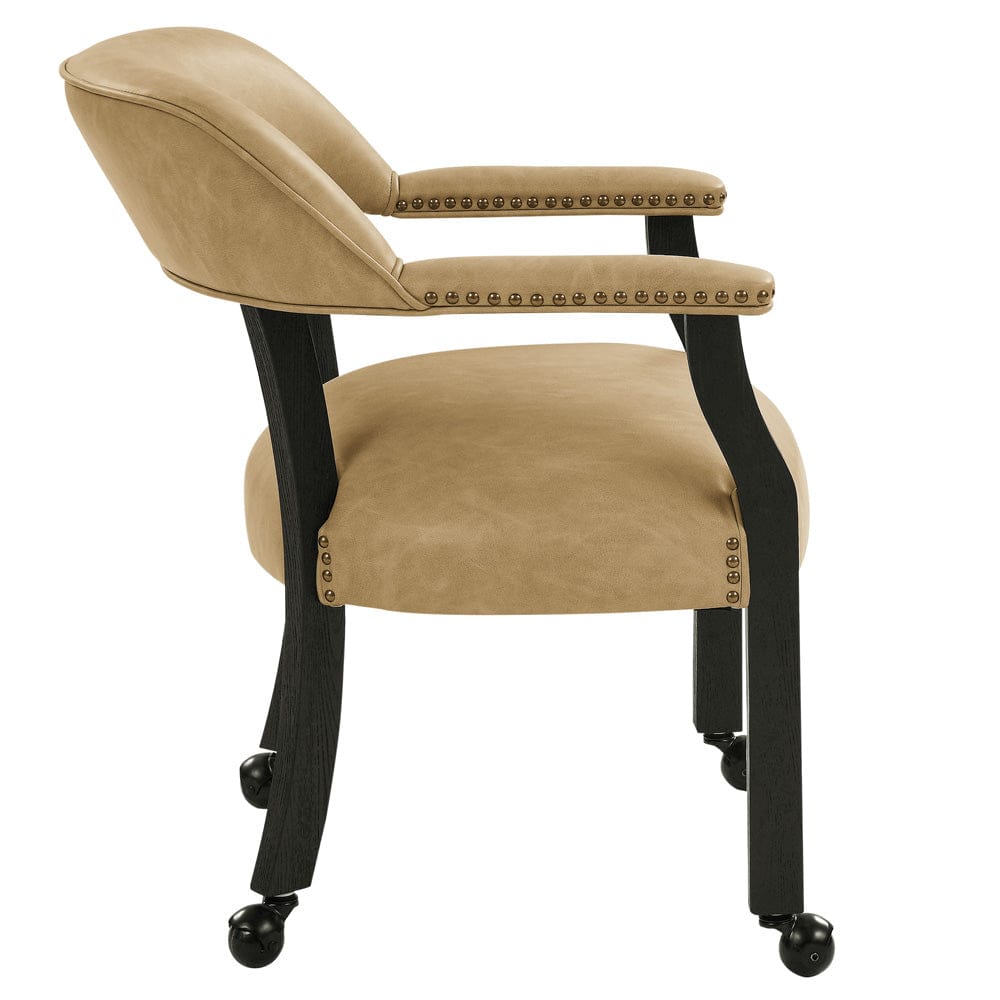 Steve Silver - Rylie Dining Table with Game Top & 4 Captains Chairs, Black Finish with Sand Vegan Leather - RL500K-GT-D6PC view 3