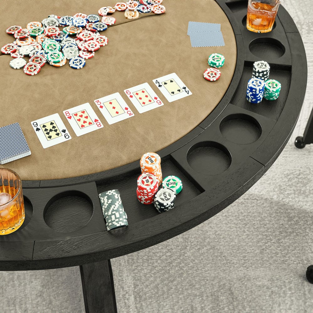 Steve Silver - Rylie Dining Table with Game Top & 4 Captains Chairs, Black Finish with Sand Vegan Leather - RL500K-GT-D6PC view 7