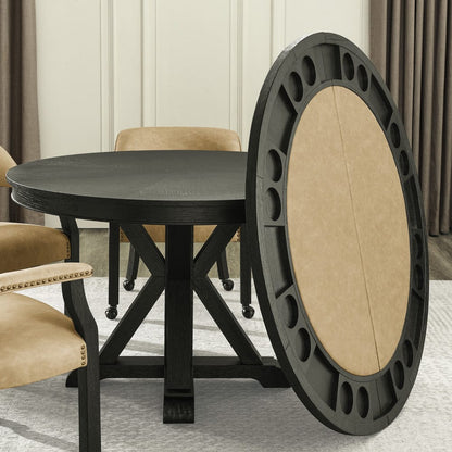 Steve Silver - Rylie Dining Table with Game Top & 4 Captains Chairs, Black Finish with Sand Vegan Leather - RL500K-GT-D6PC view 9