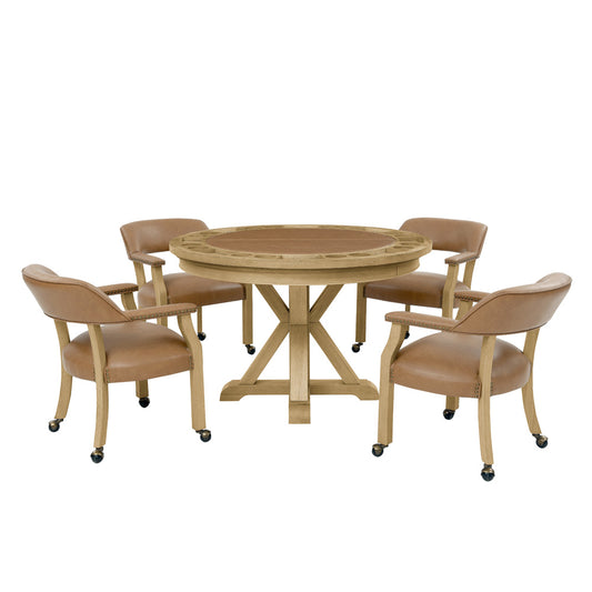 Steve Silver - Rylie Dining Table with Game Top & 4 Captains Chairs, Natural Finish - RL500N-GT-D6PC view 1