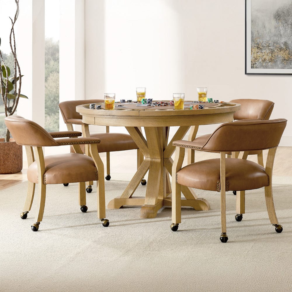 Steve Silver - Rylie Dining Table with Game Top & 4 Captains Chairs, Natural Finish - RL500N-GT-D6PC view 8