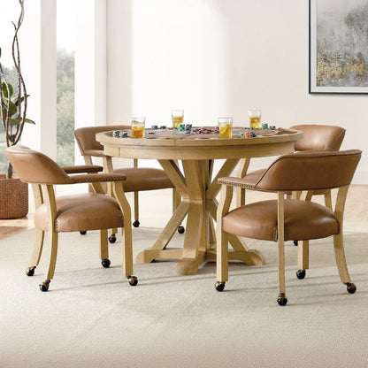 Steve Silver - Rylie Dining Table with Game Top & 4 Captains Chairs, Natural Finish - RL500N-GT-D6PC view 8