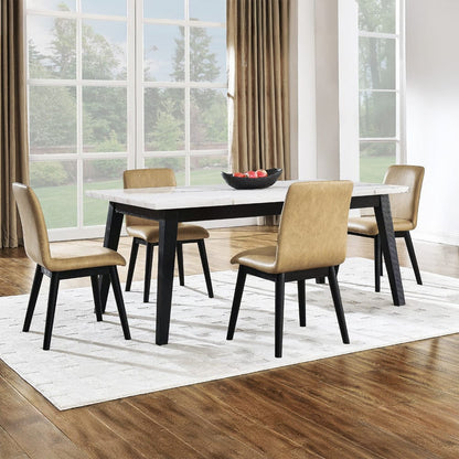 Steve Silver - Vida 5-Piece White Marble Dining Set, Black Finish - VD500K-D5PC view 1