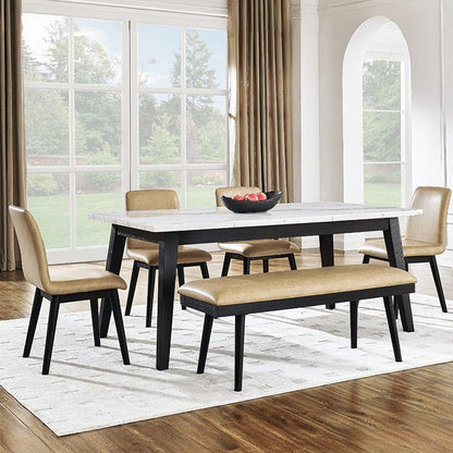 Steve Silver - Vida 6-Piece White Marble Dining Set, Black Finish - VD500K-D6PC view 1