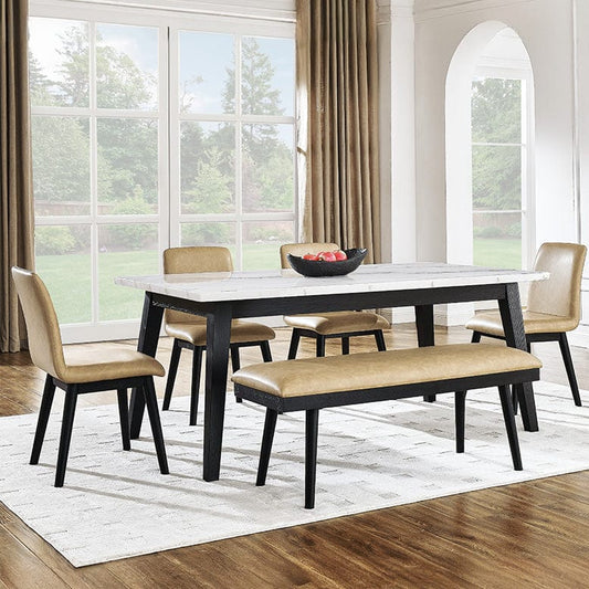 Steve Silver - Vida 6-Piece White Marble Dining Set, Black Finish - VD500K-D6PC view 1