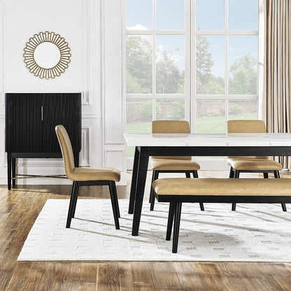 Steve Silver - Vida 6-Piece White Marble Dining Set, Black Finish - VD500K-D6PC view 7