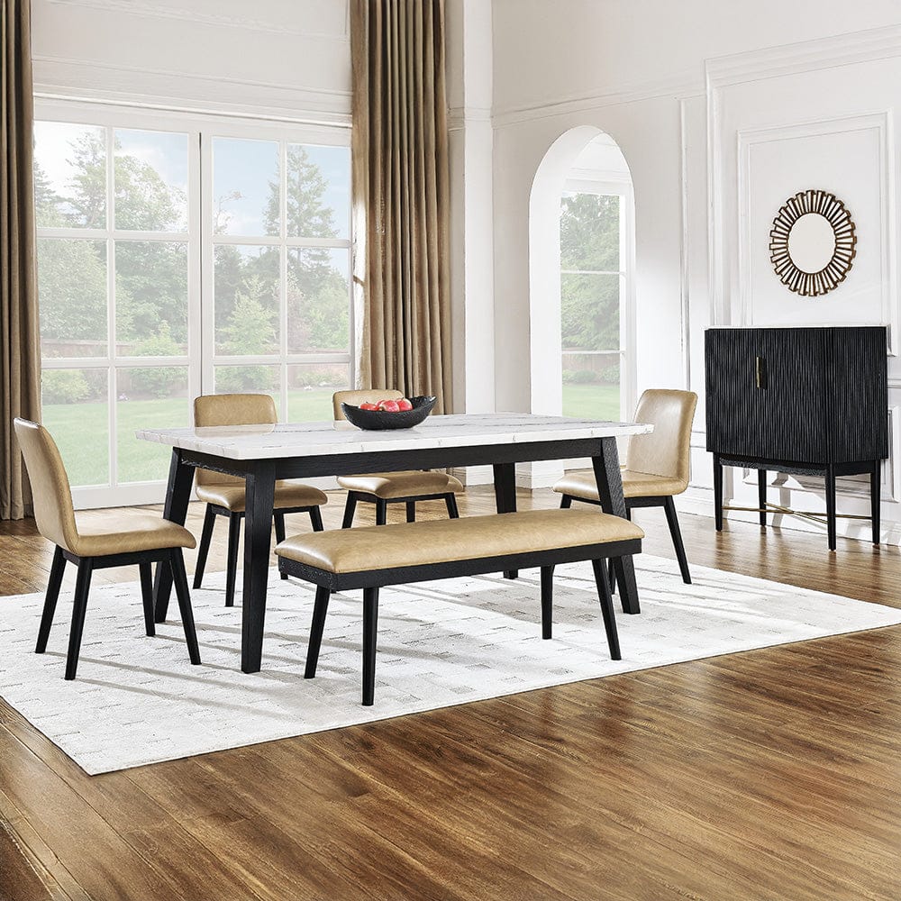 Steve Silver - Vida 6-Piece White Marble Dining Set, Black Finish - VD500K-D6PC view 8