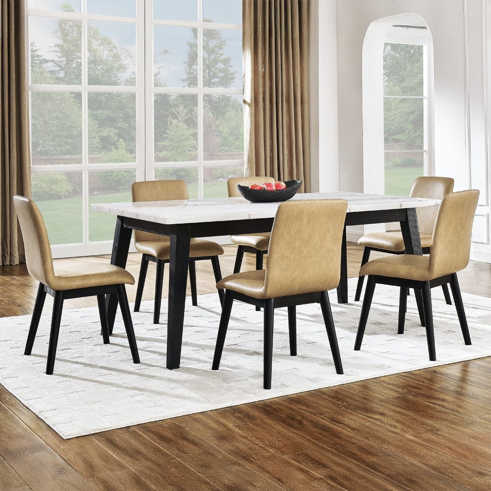 Steve Silver - Vida 7-Piece White Marble Dining Set, Black Finish - VD500K-D7PC view 1