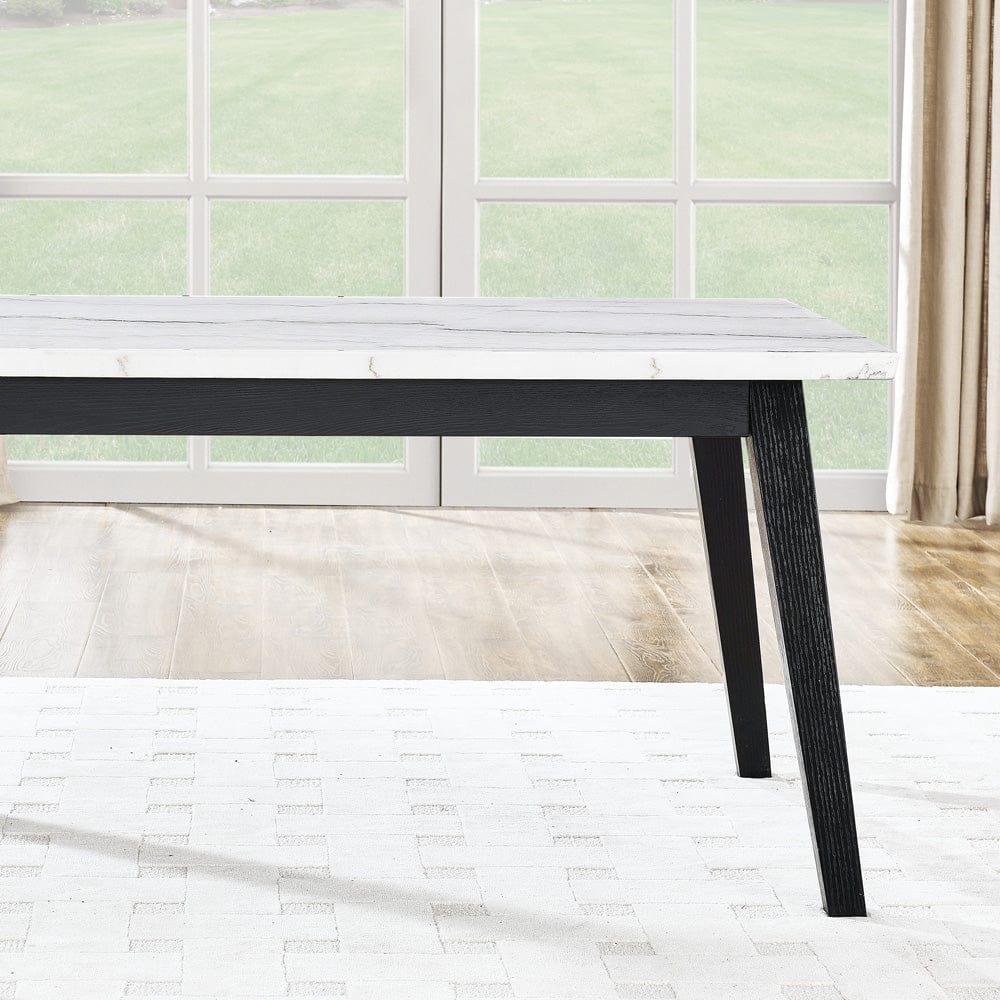 Steve Silver - Vida 72" White Marble Dining Table, Black Finish - VD500KWT view 4