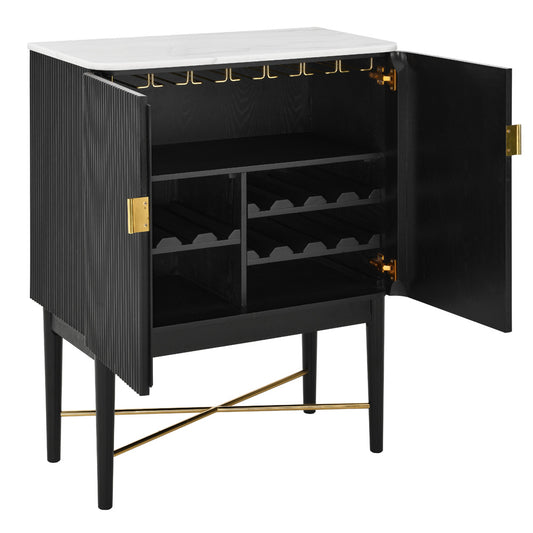 Steve Silver - Vida Marble Top WIne Cabinet, Black Finish - VD500KWWC view 2