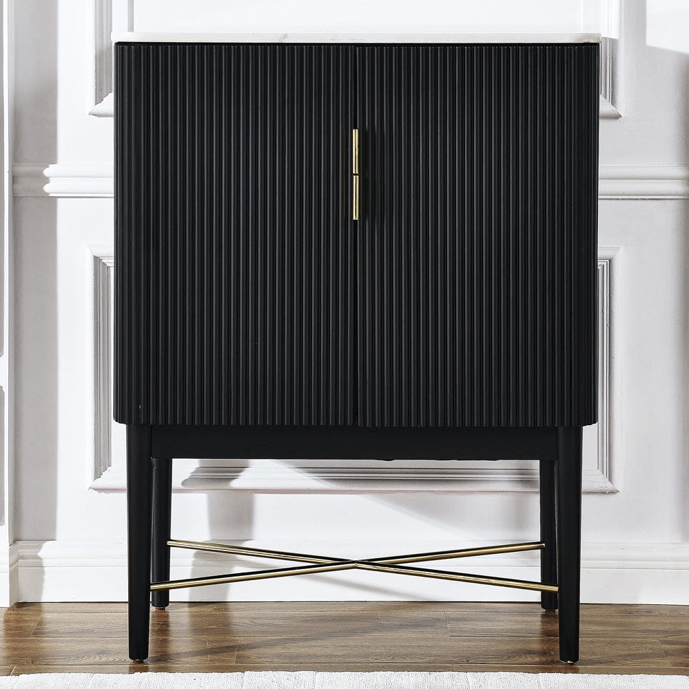 Steve Silver - Vida Marble Top WIne Cabinet, Black Finish - VD500KWWC view 4