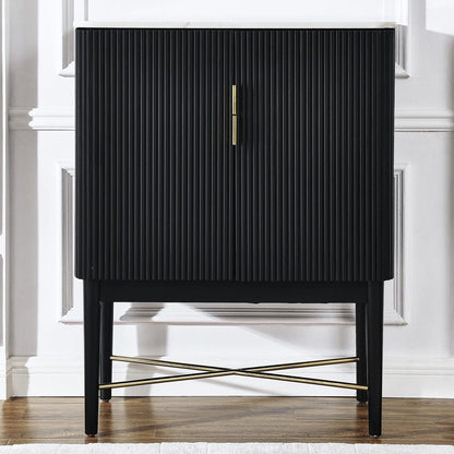 Steve Silver - Vida Marble Top WIne Cabinet, Black Finish - VD500KWWC view 4