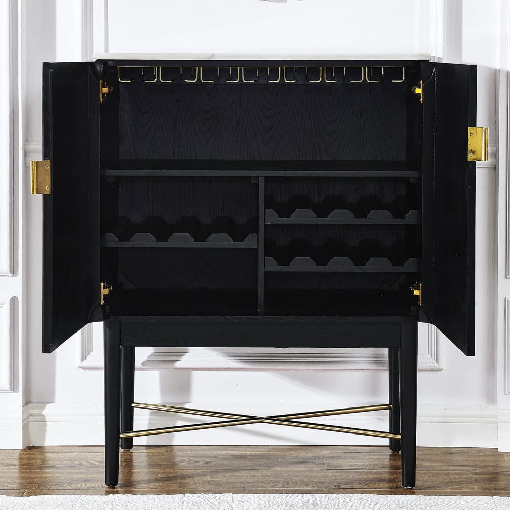 Steve Silver - Vida Marble Top WIne Cabinet, Black Finish - VD500KWWC view 5