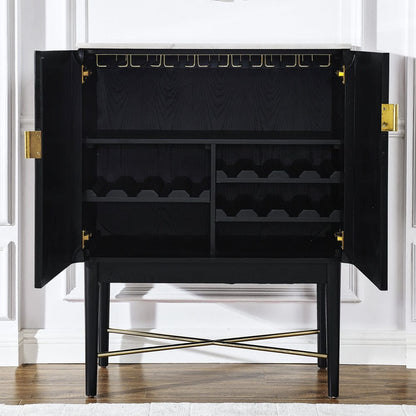 Steve Silver - Vida Marble Top WIne Cabinet, Black Finish - VD500KWWC view 5