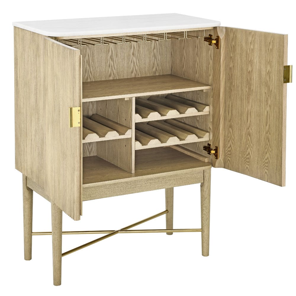 Steve Silver - Vida Marble Top WIne Cabinet, Blonde Finish - VD500WWC view 2
