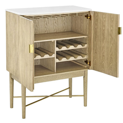 Steve Silver - Vida Marble Top WIne Cabinet, Blonde Finish - VD500WWC view 2