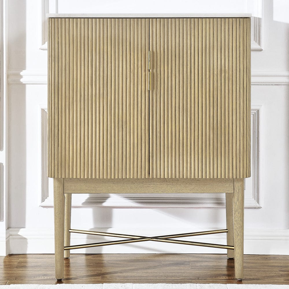 Steve Silver - Vida Marble Top WIne Cabinet, Blonde Finish - VD500WWC view 3