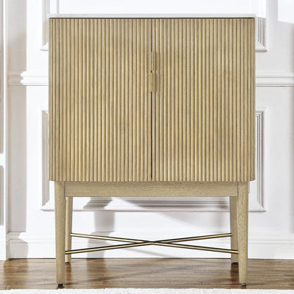 Steve Silver - Vida Marble Top WIne Cabinet, Blonde Finish - VD500WWC view 3