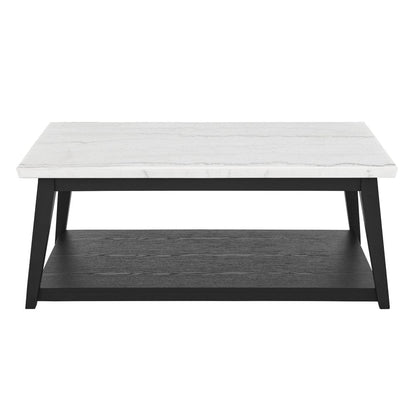 Steve Silver - Vida White Marble Cocktail Table with Casters, Black Finish - VD300KWCAS view 2