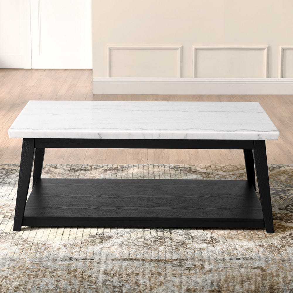 Steve Silver - Vida White Marble Cocktail Table with Casters, Black Finish - VD300KWCAS view 5