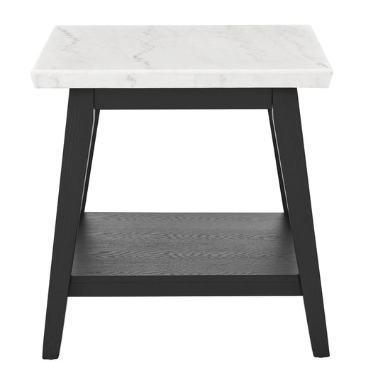 Steve Silver - Vida White Marble End Table, Black Finish - VD300KWE view 2