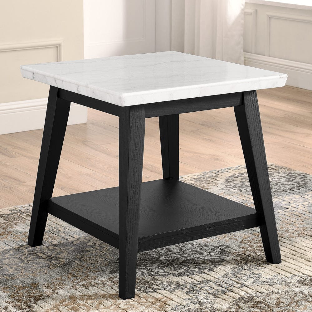 Steve Silver - Vida White Marble End Table, Black Finish - VD300KWE view 3