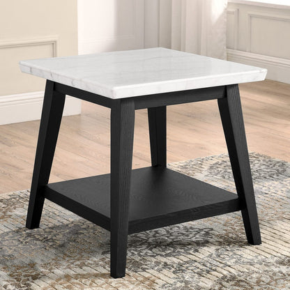 Steve Silver - Vida White Marble End Table, Black Finish - VD300KWE view 3