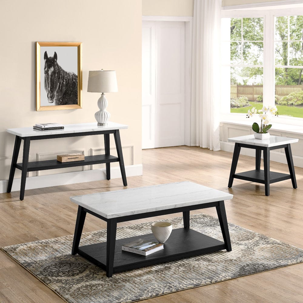 Steve Silver - Vida White Marble End Table, Black Finish - VD300KWE view 4