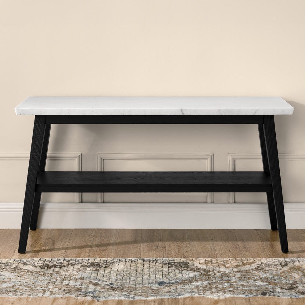 Steve Silver - Vida White Marble Top Sofa Table, Black Finish - VD300KWS view 3