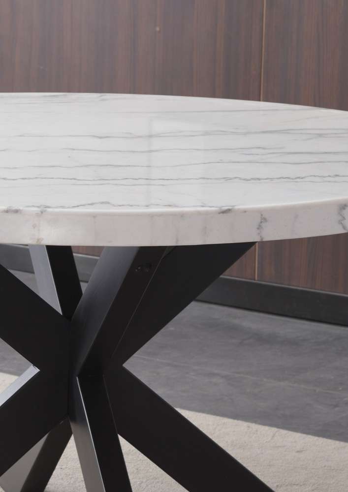 Steve Silver - Xena Marble Top 52in Round Dining Table - XN520WT veiw 3