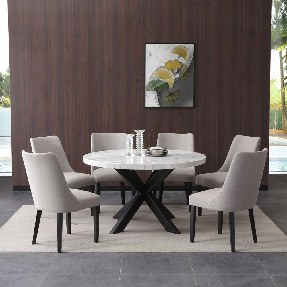 Steve Silver - Xena Marble Top 52in Round Dining Table - XN520WT veiw 4