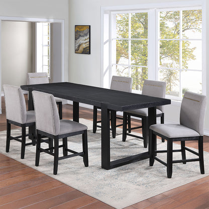 Steve Silver - Yves Black Counter Table With 6 Grey Counter Chairs and Server - YS500PT8PC view 1
