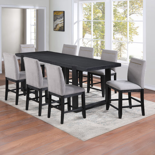 Steve Silver - Yves Black Counter Table With 8 Grey Counter Chairs - YS500C-9PC-G view 1
