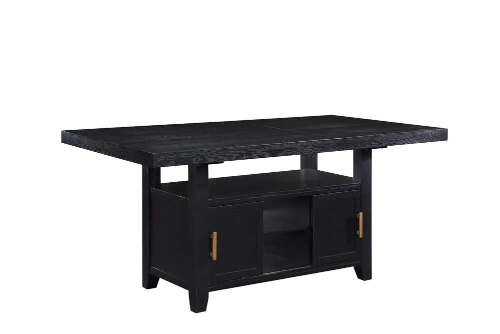 Steve Silver - Yves Black Counter Table With Storage and 4 Grey Counter Chairs - YS500SB-C5PC-G veiw 3