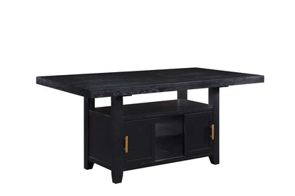 Steve Silver - Yves Black Counter Table With Storage and 4 Grey Counter Chairs - YS500SB-C5PC-G veiw 3