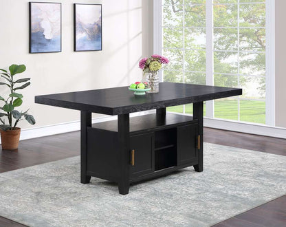 Steve Silver - Yves Black Counter Table With Storage and 4 Grey Counter Chairs - YS500SB-C5PC-G veiw 6