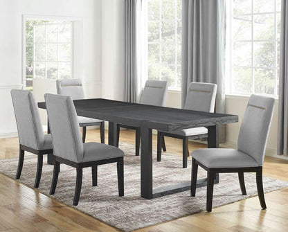 Steve Silver - Yves Black Dining Table With 6 Grey Chairs - YS500TSG7PC veiw 1