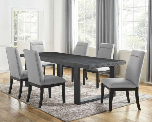 Steve Silver - Yves Black Dining Table With 6 Grey Chairs - YS500TSG7PC veiw 1