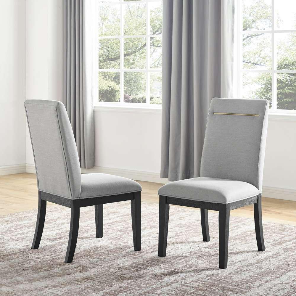 Steve Silver - Yves Black Dining Table With 6 Grey Chairs - YS500TSG7PC veiw 2
